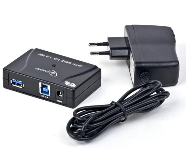 Gembird USB 3.0 (4 porty, aktywny, zasilacz) czarny - 105221 - zdjęcie